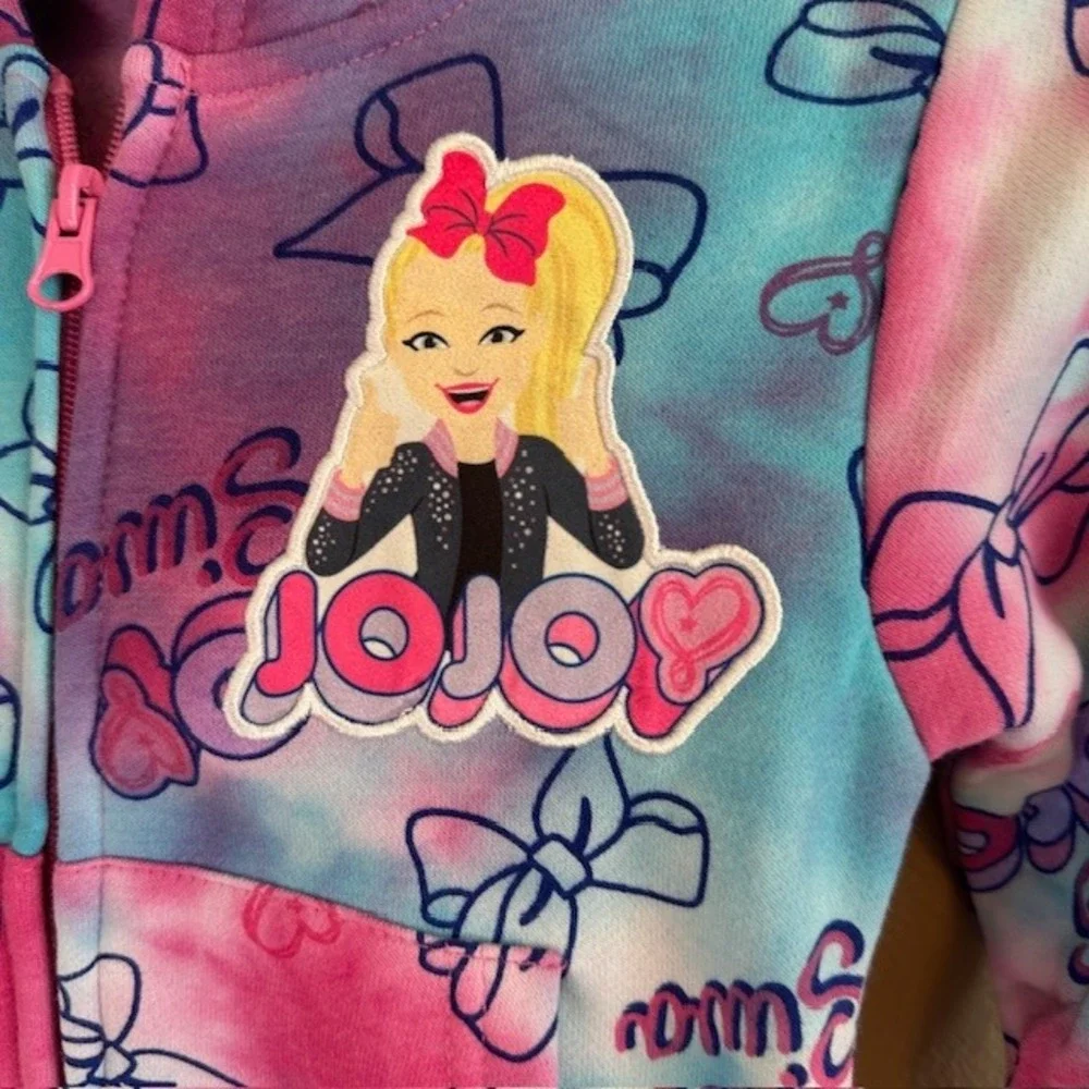 JoJo Siwa Girls Tie Dye 3D‎ Bow Zip-up Hoodie Jacket XS 4/5 NWOT